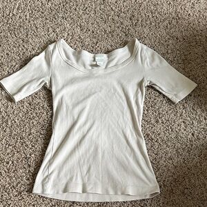 H&M Short Sleeve Scoop Neck Top in Cream